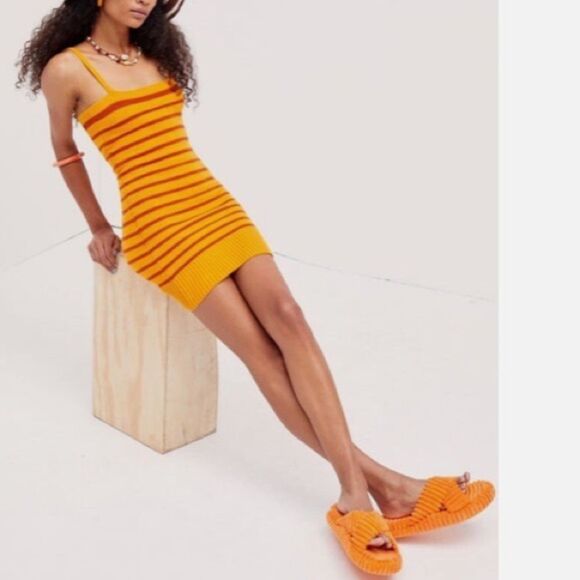 NWT for love & lemons Gemma Knit Mini Dress Striped ribbed Seamless - Picture 4 of 4